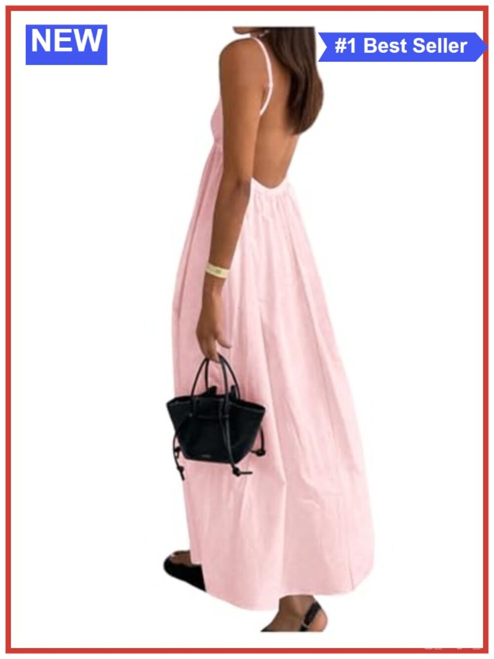 Solid Light Pink V-Neck Mini Midi Dress Sleeveless